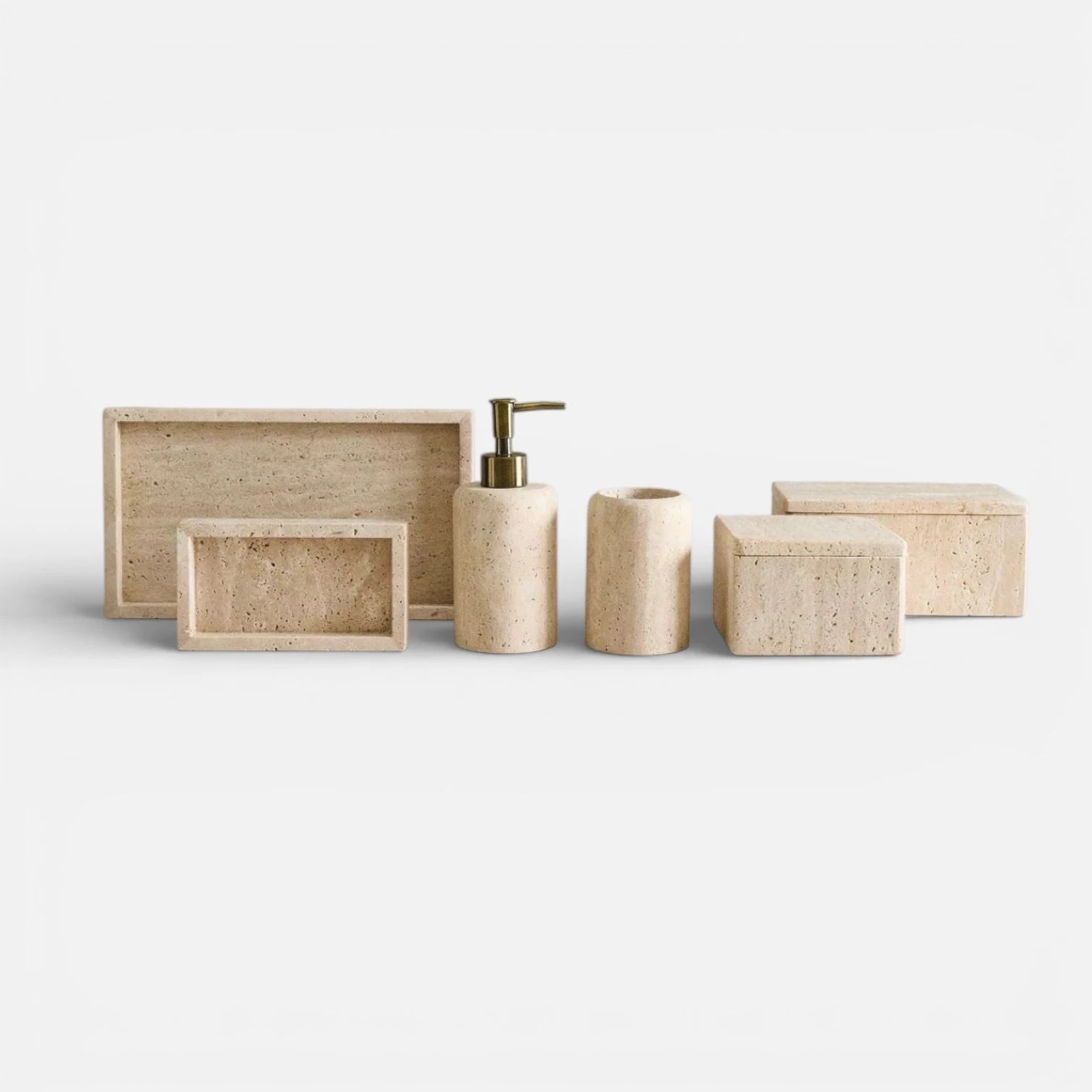 TRAVERTINE BEIGE MARBLE BATHROOM SET