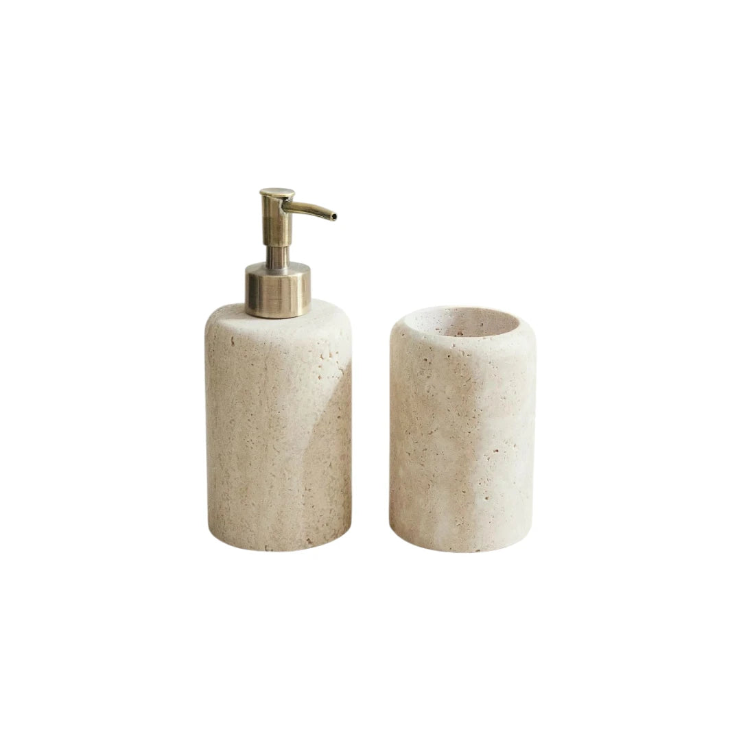 TRAVERTINE BEIGE MARBLE BATHROOM SET
