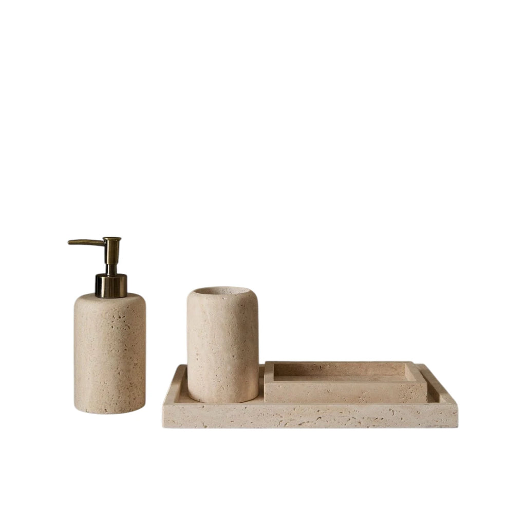 TRAVERTINE BEIGE MARBLE BATHROOM SET