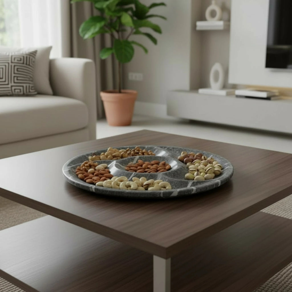 Gray Marble Nuts Plate