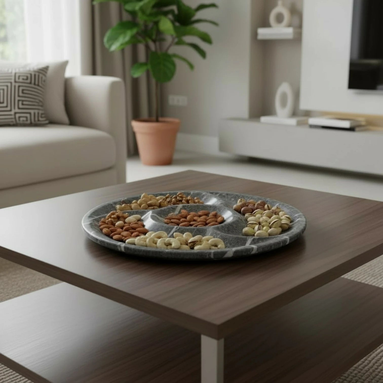 Gray Marble Nuts Plate