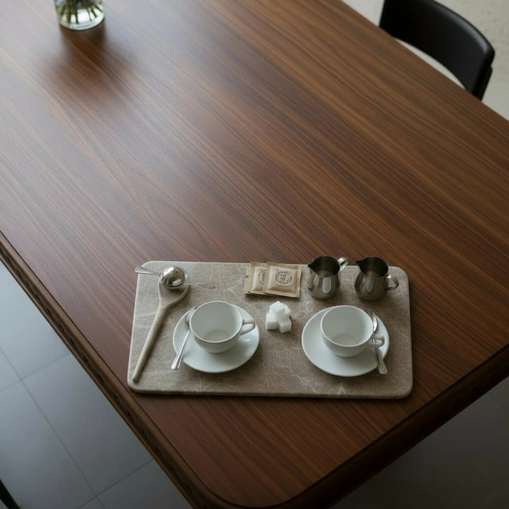Minimalist Marble Coffee Serving Tray – Sculpted Integrated Spoon Rest