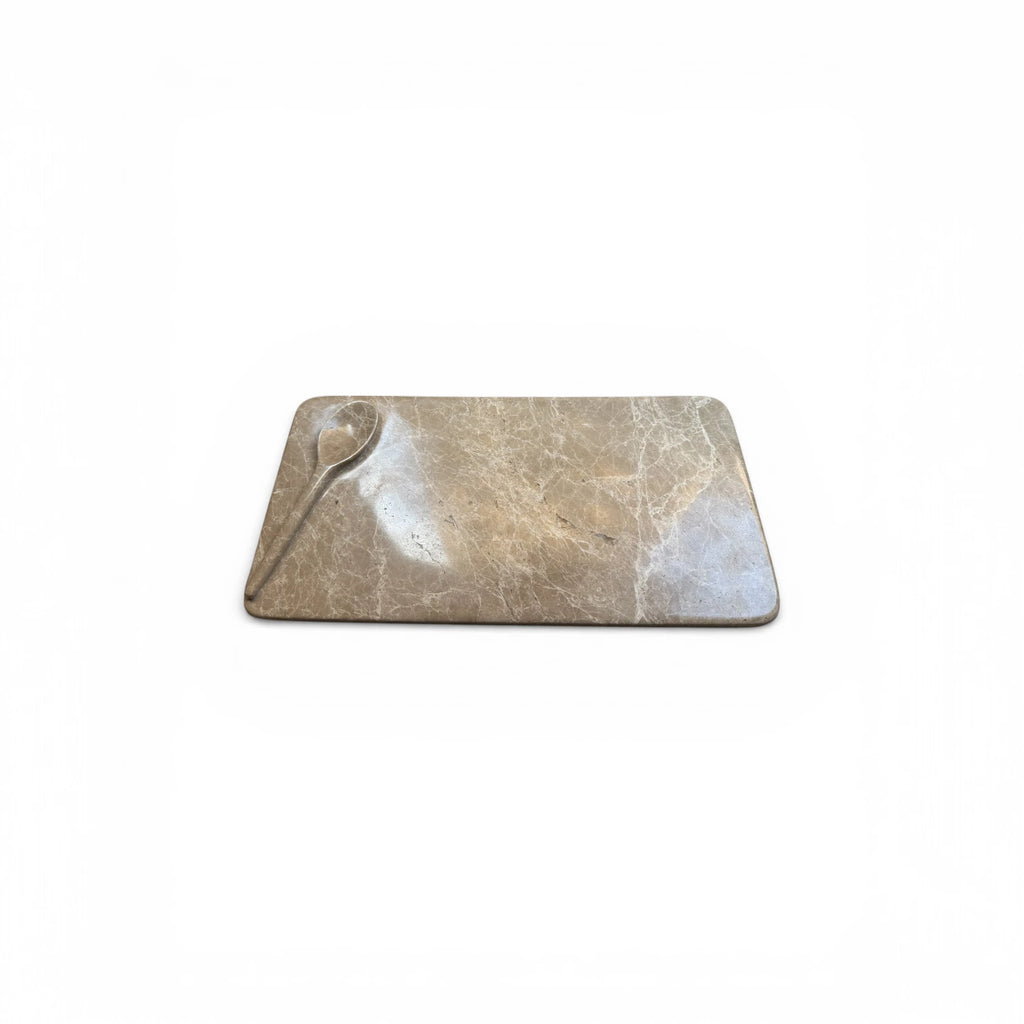 Minimalist Marble Coffee Serving Tray – Sculpted Integrated Spoon Rest