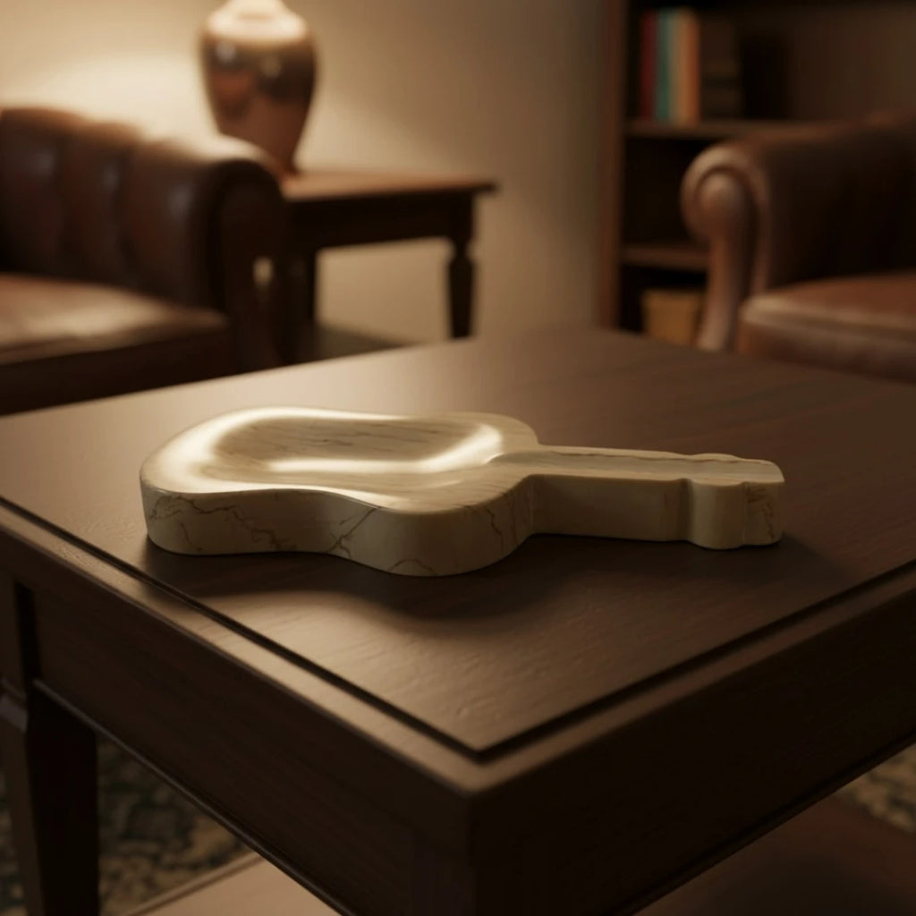 Deep beige Guitar Marble ashtray