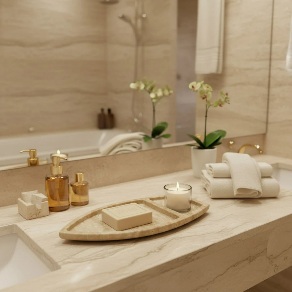 Travertine boat tray