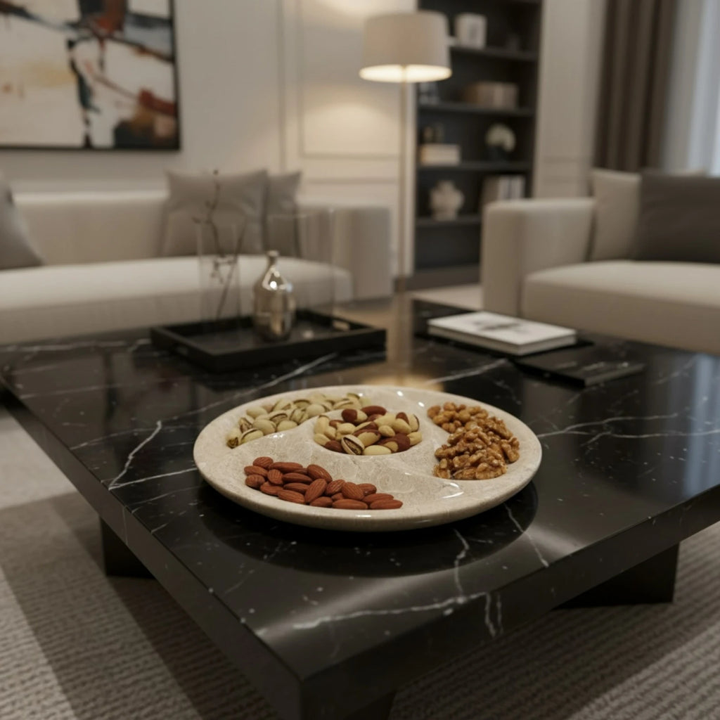 Beige Marble Nuts Plate