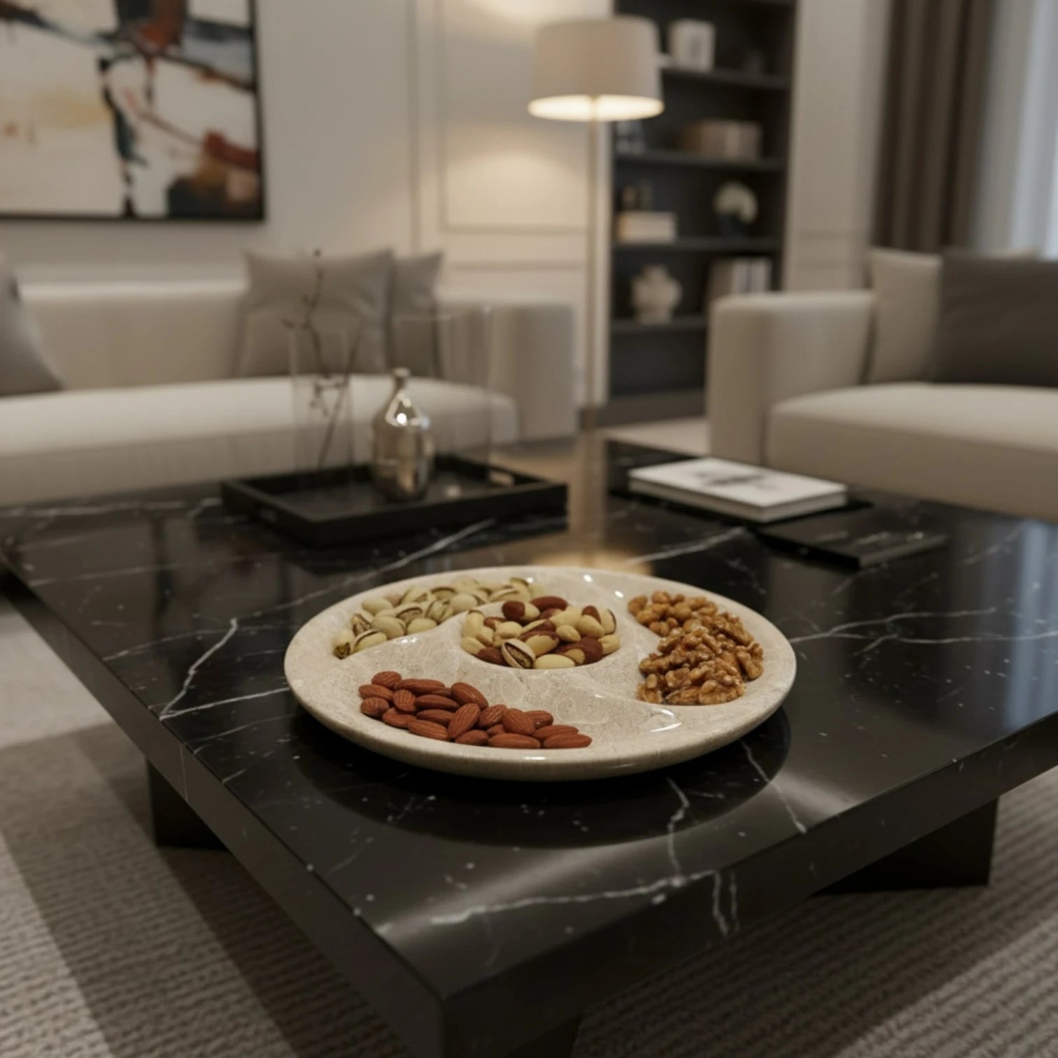 Beige Marble Nuts Plate