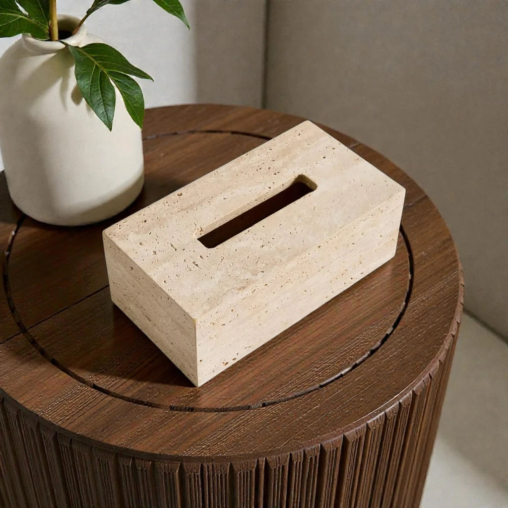 Tissue Box - Travertine