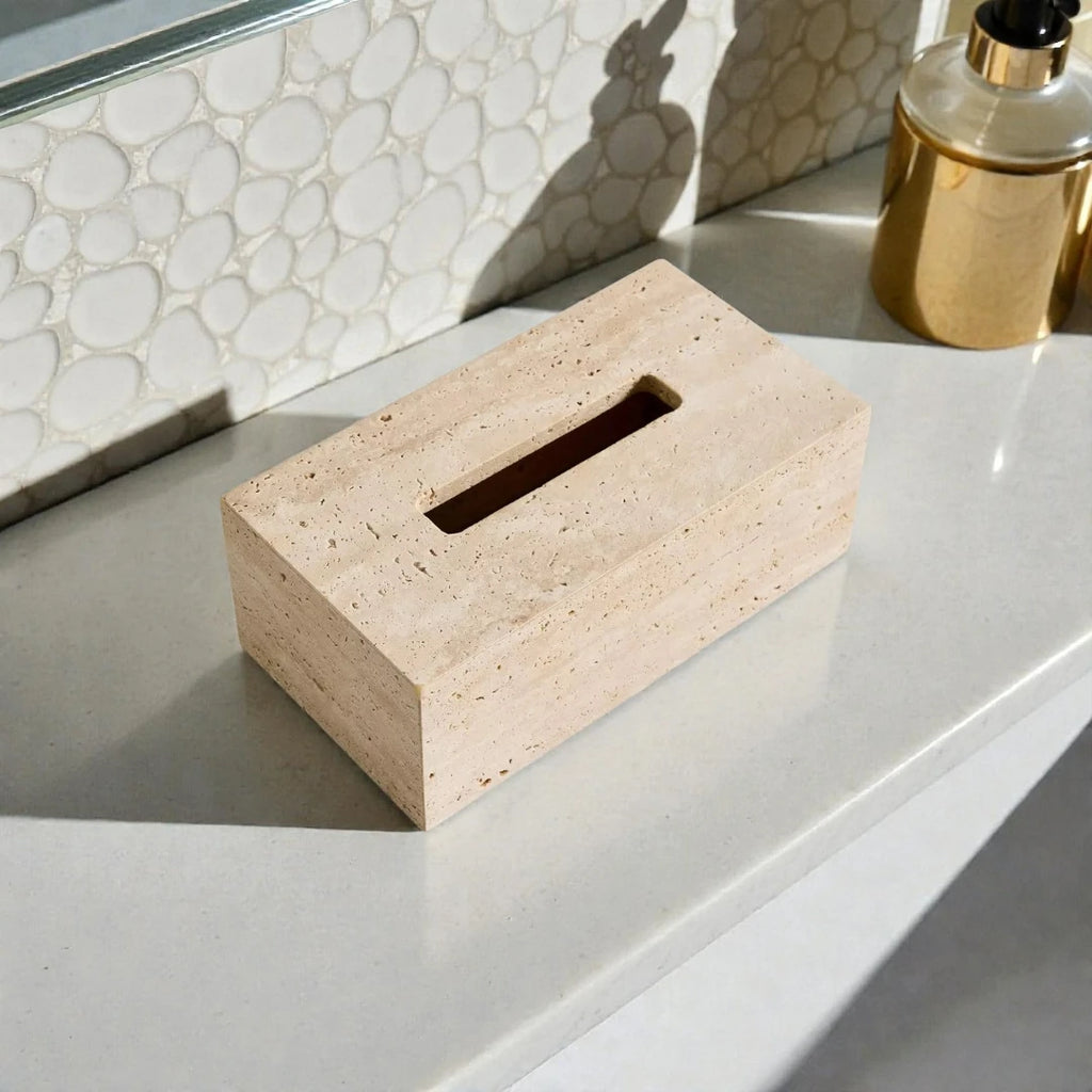 Tissue Box - Travertine