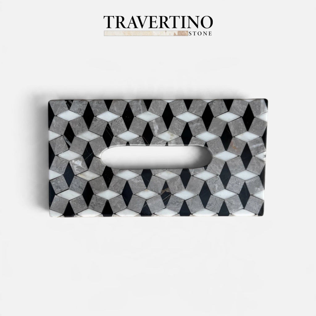 Tissue Box - Black, white, gray