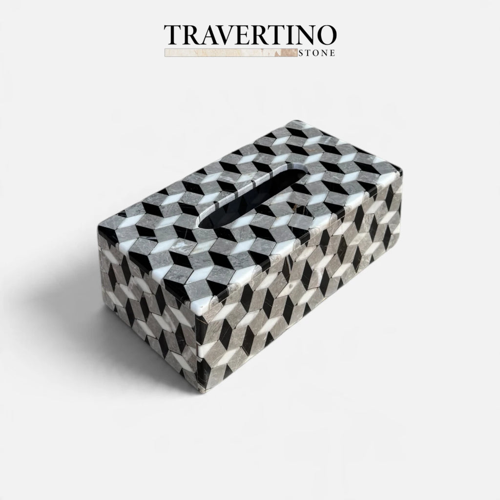 Tissue Box - Black, white, gray