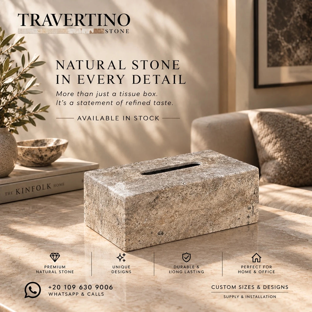 Tissue Box - Travertine beige