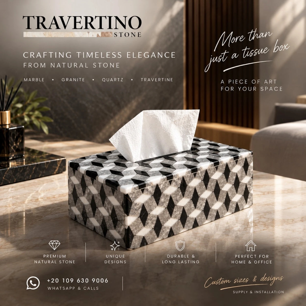 Tissue Box - Black, white, gray